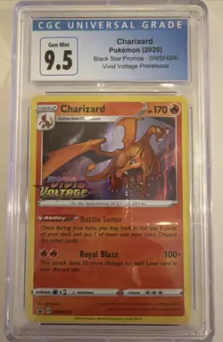 2020 Pokemon Vivid Voltage Prerelease Charizard Holo 66 Black Star Promo CGC 10 - Image 1
