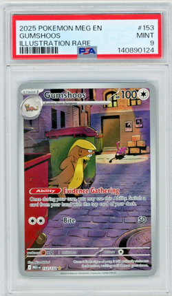 2025 Pokemon Mega Evolution Gumshoos 153/132 Illustration Rare PSA 9 - Image 1