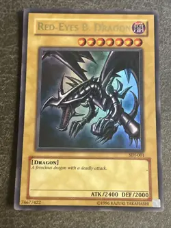 Red-Eyes Black Dragon SDJ-001 Ultra Rare Yu-Gi-Oh Card Played LP - Image 1