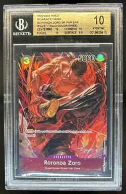 2022 One Piece Roronoa Zoro Alt Art Err Wave 1 Holo Color Wheel OP01-025 BGS 10 - Image 1