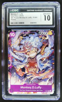 2024 ONE PIECE CCG MONKEY D. LUFFY PURPLE P-041 CGC 10 A PT - Image 1