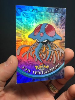 Topps Pokemon Series 1 Blue Logo 1st Print Rainbow Foil Tentacruel #73 - Image 3
