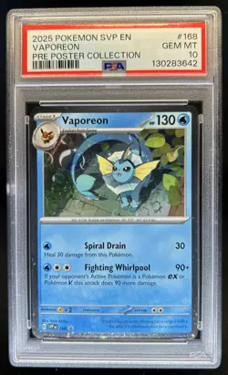 2025 Pokemon Prismatic Evolutions Vaporeon Promos #168 PSA 10 - Image 1