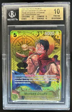 2025 One Piece 2nd Anniversary Premium Monkey D Luffy SR #ST13-015 BGS 10 - Image 1