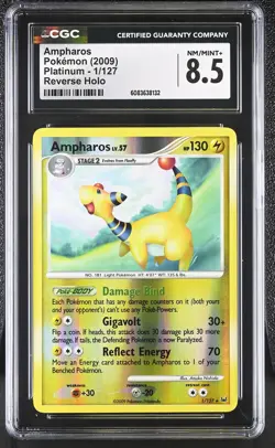 CGC 8.5 Ampharos 2009 Platinum 1/127 Reverse Holo Pokemon Card - Image 1
