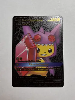 Custom Display Black Foil Mega Pikachu Sableye Tag Cosplay Fan Art Card NM - Image 1