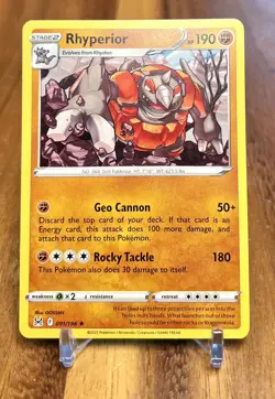 Rhyperior 091/196 Rare Non Holo Lost Origin Pokemon Card NM - Image 1