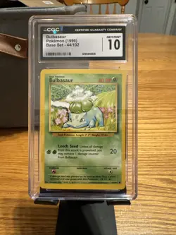 CGC 10 GEM MINT Bulbasaur 1999 Base Set 44/102 Pokemon Card - Image 1