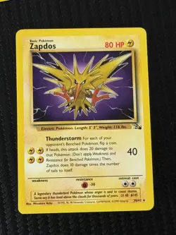 Zapdos 30/62 Non Holo Regular Rare Pokemon 2000 Fossil WOTC Vintage - Image 1