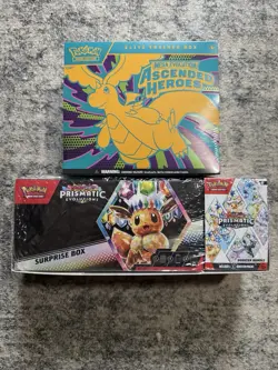 Pokemon Ascended Heroes Etb + Prismatic Evolutions Booster Bundle + Suprise Box - Image 1