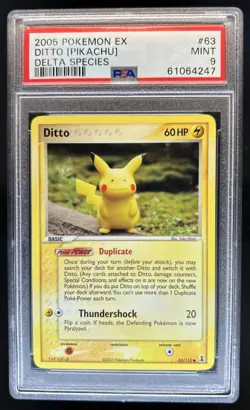 2005 Pokemon EX Delta Species Ditto Pikachu #63/113 PSA 9 - Image 1