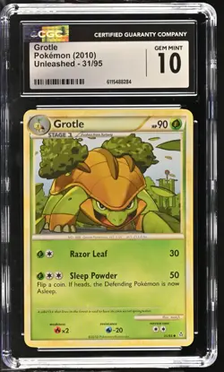 CGC GEM MINT 10 Pokemon Grotle 31/95 2010 Unleashed - Image 1