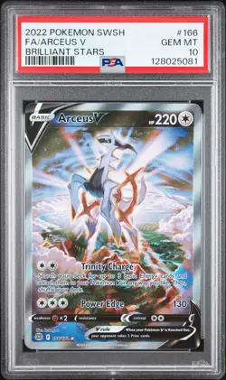2022 POKEMON SWORD & SHIELD BRILLIANT STARS #166 FULL ART/ARCEUS V PSA 10 - Image 1