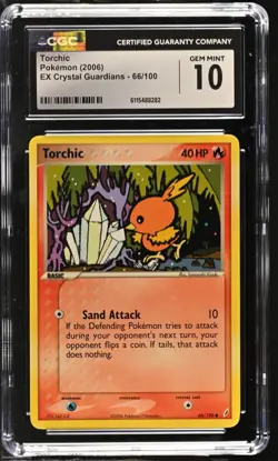 CGC GEM MINT 10 Pokemon Torchic 66/100 2006 EX Crystal Guardians - Image 1