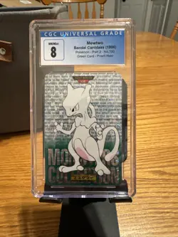 1996 POKEMON JPN BANDAI CARDDASS VENDING #150 MEWTWO-PRISM CGC 8 - Image 1
