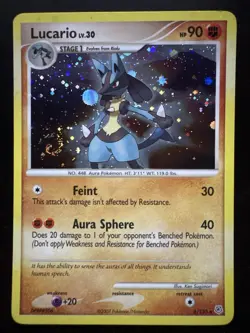 LUCARIO HOLO 6/130 DIAMOND AND PEARL NM POKEMON ~swirl holo - Image 1