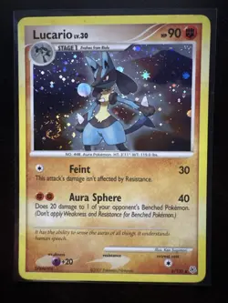 LUCARIO HOLO 6/130 DIAMOND AND PEARL NM POKEMON ~swirl holo - Image 5