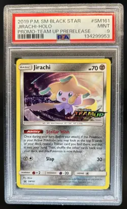 2019 Pokemon Team Up Prerelease Promo Jirachi Holo #SM161 PSA 9 - Image 1