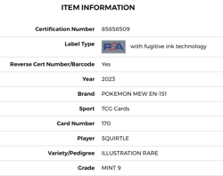 2023 POKEMON MEW EN-151 170 SQUIRTLE ILLUSTRATION RARE PSA: MINT 9 - Image 3