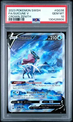 2023 POKEMON SWORD & SHIELD CROWN ZENITH #GG38 FULL ART/SUICUNE V PSA 10 - Image 1