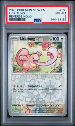 2023 POKEMON MEW EN-151 REVERSE HOLO #108 LICKITUNG PSA 8 - Image 1