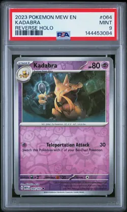 2023 POKEMON MEW EN-151 REVERSE HOLO #064 KADABRA PSA 9 - Image 1