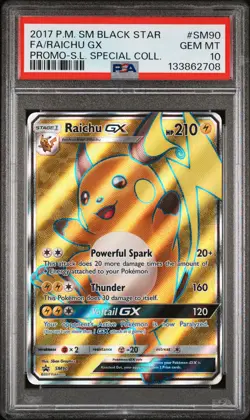 2017 POKEMON SM BLACK STAR PROMO #SM90 FULL ART/RAICHU GX PSA 10 - Image 1