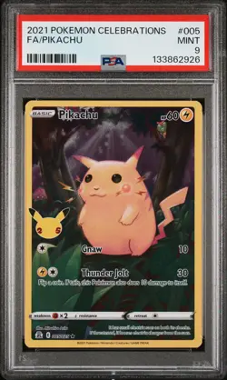 2021 POKEMON CELEBRATIONS #005 FULL ART/PIKACHU PSA 9 - Image 1