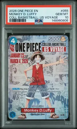 2026 ONE PIECE PROMOS COLLEGE BASKETBALL : US VOYAGE MONKEY D. LUFFY PSA 10 - Image 1