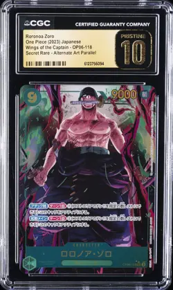 2023 ONE PIECE JPN WINGS OF THE CAPTAIN RORONOA ALT ART ZORO CGC 10 PRISTINE - Image 1