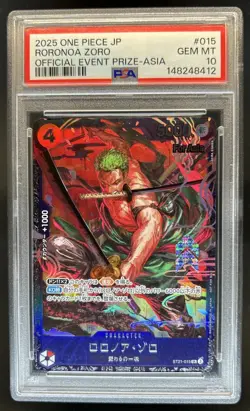 2025 One Piece Japanese Asia Official Event Prize Roronoa Zoro #ST21-015 PSA 10 - Image 1
