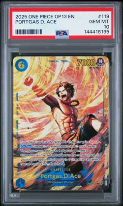 2025 ONE PIECE OP13-CARRYING ON HIS WILL #119 PORTGAS D. ACE PSA 10 - Image 1