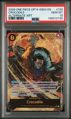 2026 ONE PIECE OP14-EB04-THE AZURE SEA'S SEVEN ALTERNATE ART CROCODILE PSA 10 - Image 1