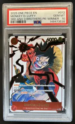 2025 One Piece 3rd Anniversary Tournament Monkey D. Luffy Promo #ST01-012 PSA 10 - Image 1