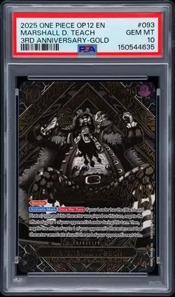 2025 ONE PIECE OP12-LEGACY OF THE MASTER 3RD ANNIV-GOLD MARSHALL D. TEACH PSA 10 - Image 1