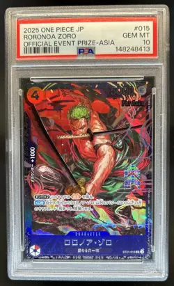 2025 One Piece Japanese Asia Official Event Prize Roronoa Zoro #ST21-015 PSA 10 - Image 1