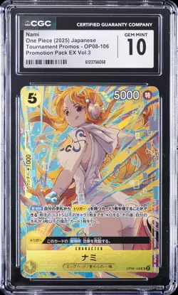 2025 ONE PIECE JAPANESE TOURNAMENT PROMOS #OP08-106 NAMI CGC 10 - Image 1