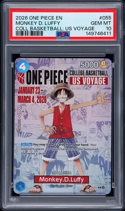 2026 ONE PIECE PROMOS COLLEGE BASKETBALL : US VOYAGE MONKEY D. LUFFY PSA 10 - Image 1