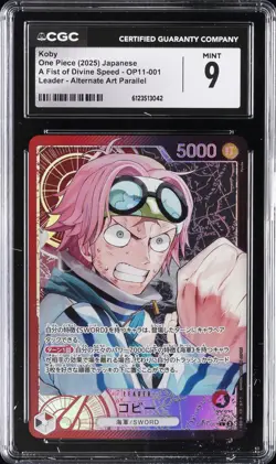 2025 ONE PIECE JPN A FIST OF DIVINE SPEED LEADER ALT ART PARALLEL KOBY CGC 9 - Image 1