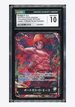 One Piece CGC 10 GEM MINT Portgas D Ace L Promo 2024 ST13-002 7-Eleven Japanese - Image 1