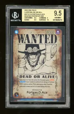 2025 ONE PIECE CARRYING ON HIS WILL WANTED ALT ART #119 PORTGAS D. ACE BGS 9.5 - Image 1