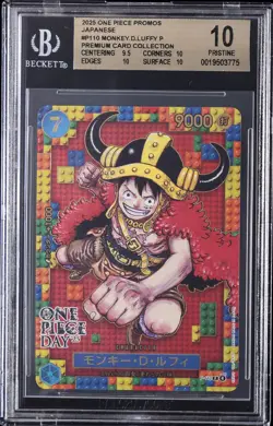 2025 ONE PIECE PROMOS JPN PREMIUM CARD COLLECTION #P110 MONKEY D. LUFFY BGS 10 - Image 1