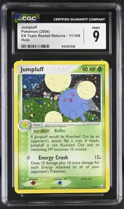 CGC 9 MINT Jumpluff 2004 EX Team Rocket Returns 11/109 Holo SWIRL Pokemon Card - Image 1