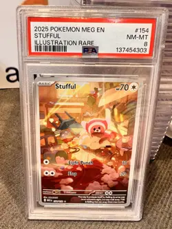 Stufful 154/132 IR PSA 8 English Pokemon TCG Card Mega Evolution MEG - Image 1