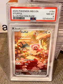 Stufful 154/132 IR PSA 8 English Pokemon TCG Card Mega Evolution MEG - Image 2