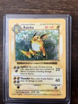 Raichu Base Set Holo Rare 14/102 Shadowless Pokemon Card - Image 1