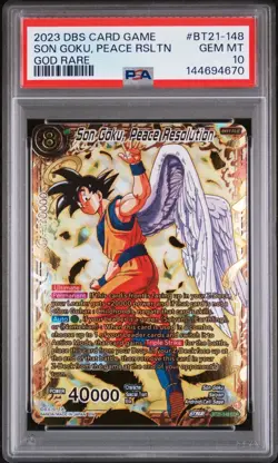 2023 DBS Card Game Son Goku Peace Resolution TN God Rare #BT21-148 PSA 10 Gem - Image 1