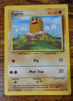 Diglett Sideways Fighting Symbol Error Misprint Base Set 47/102 Pokemon Card^ - Image 1