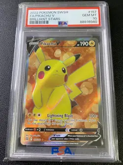 PSA 10 PIKACHU V 157 BRILLIANT STARS SWORD & SHIELD POKEMON GEM MINT SICK CARD📈 - Image 1