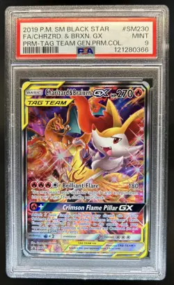 2016-19 Pokemon SM Black Star Promos Charizard & Braixen Tag Team #SM230 PSA 9 - Image 1